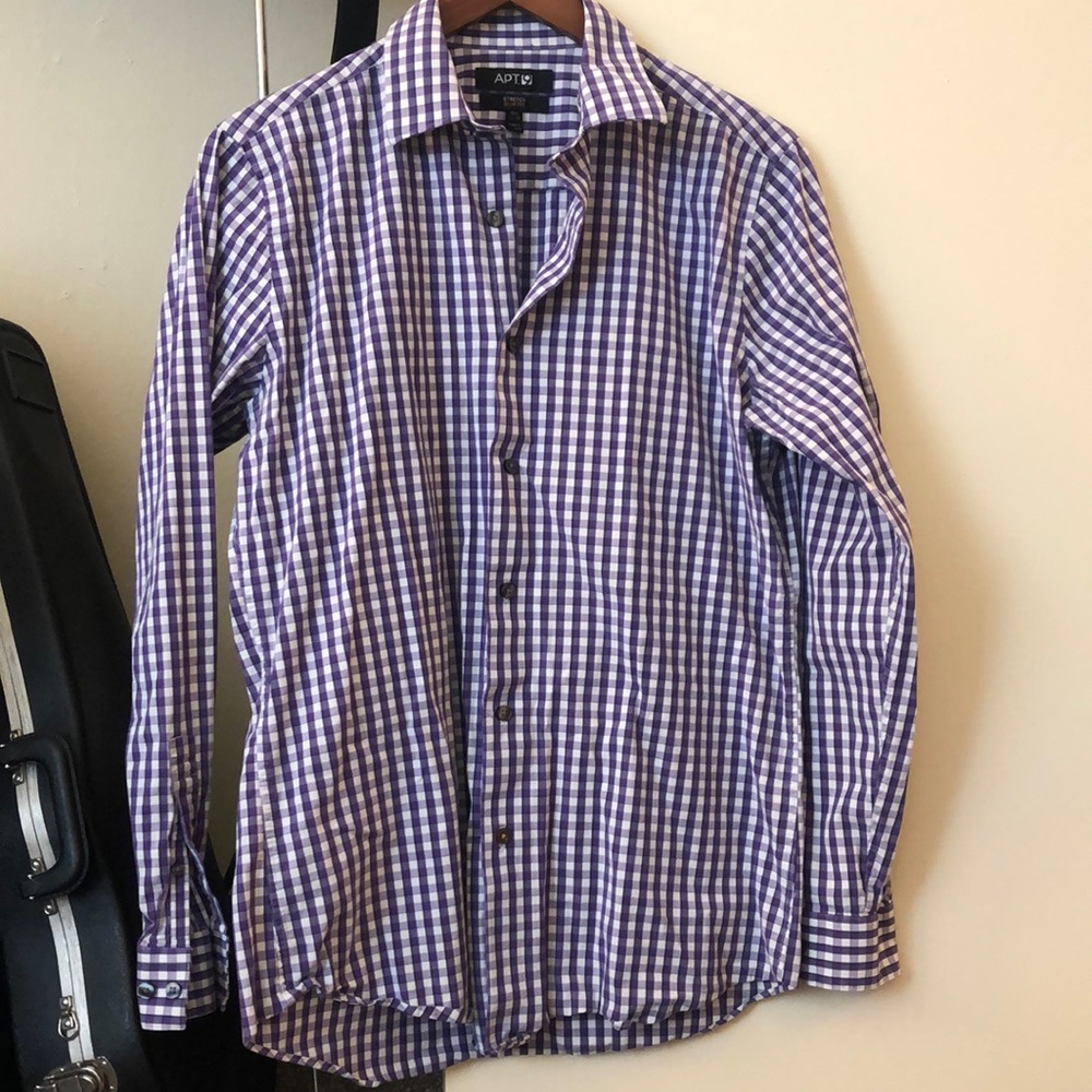 Apt 9 purple and white gingham dress shirt